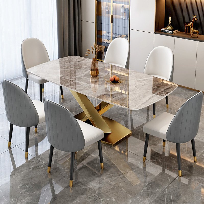 Wholesale Price Contemporary Gold Furniture Rectangular Italian Style Dining Room Tables Design Modern Top Dining Table