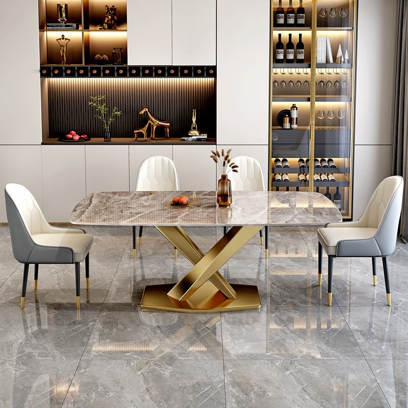 Wholesale Price Contemporary Gold Furniture Rectangular Italian Style Dining Room Tables Design Modern Top Dining Table