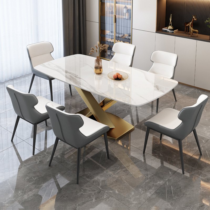 Wholesale Price Contemporary Gold Furniture Rectangular Italian Style Dining Room Tables Design Modern Top Dining Table
