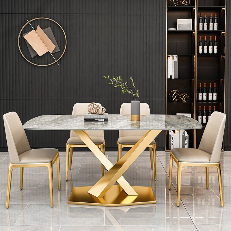 Luxury marble rectangular dining table set modern dining tables dining room furniture table and chair