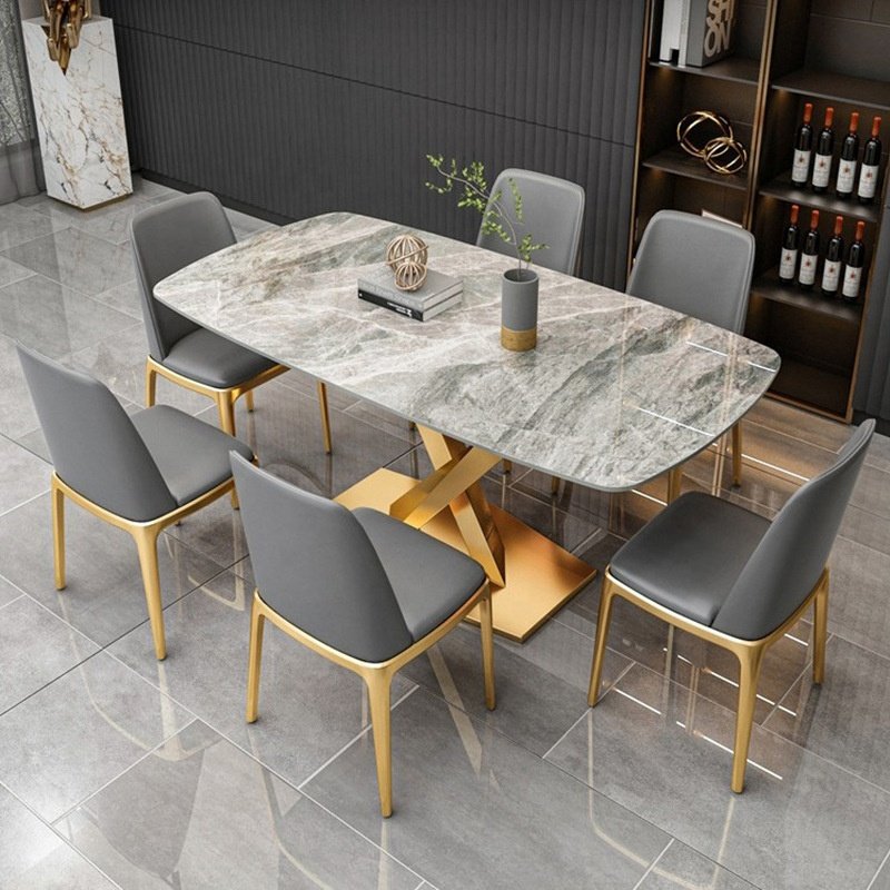 Luxury marble rectangular dining table set modern dining tables dining room furniture table and chair