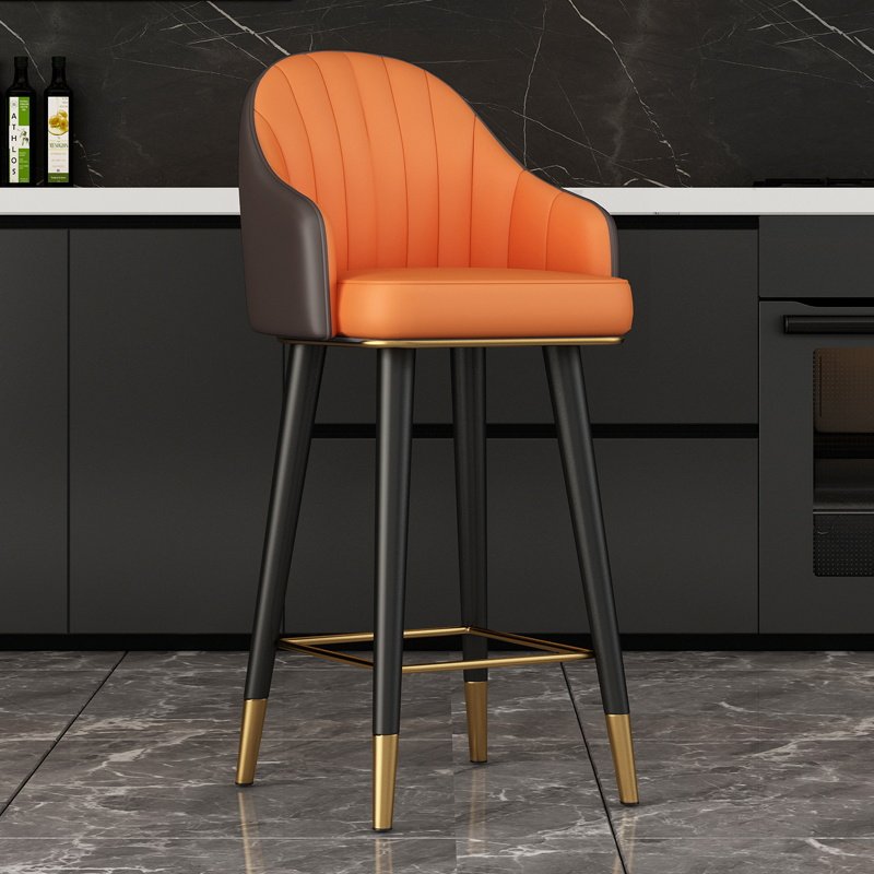 Modern PU Leather Bar High Stool Iron Chair Hotel Bedroom Furniture Dining Room Furniture Dining Chair Living Room Chairs