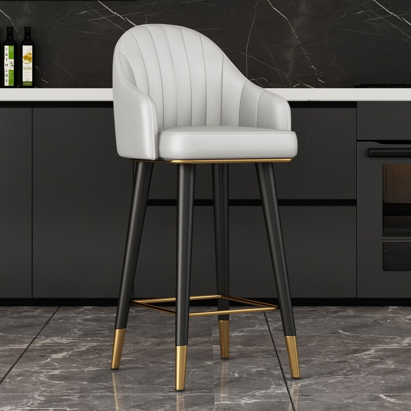 Modern PU Leather Bar High Stool Iron Chair Hotel Bedroom Furniture Dining Room Furniture Dining Chair Living Room Chairs