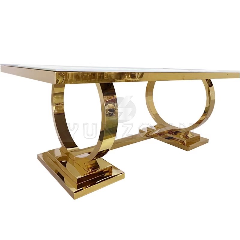 New Design Luxury Dining Table with Metal Base and Marble Home Furniture Manufacturer Stainless Steel Modern 12 Dining Room
