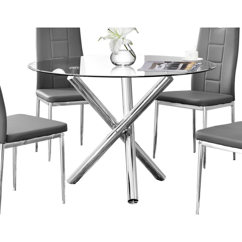 Modern minimalist Golden plated clear round tempered glass dinner table