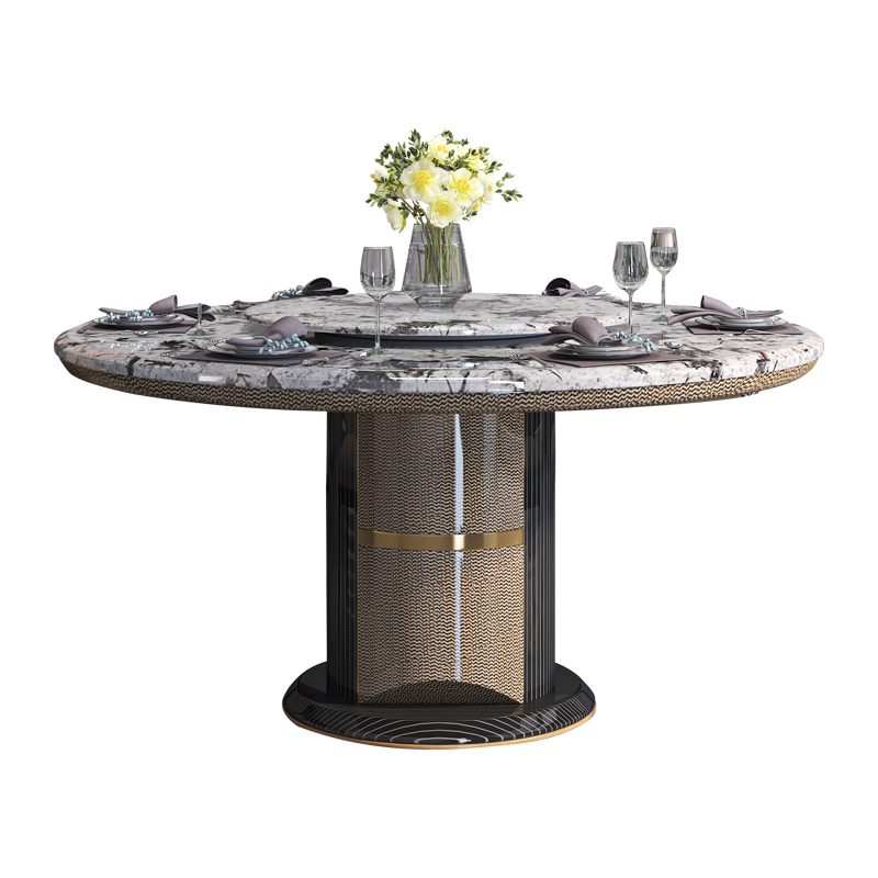 Round Classic Dining Table Luxury Natural Marble rotate Dinning Table Round Dining Table