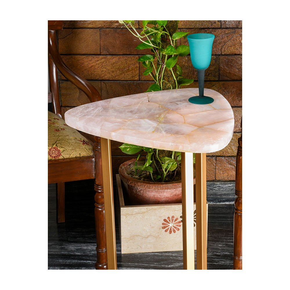 Handmade Natural Pink Quartz Stone With Different Shape Coffee Table, Handmade Countertops Vanity Table Top