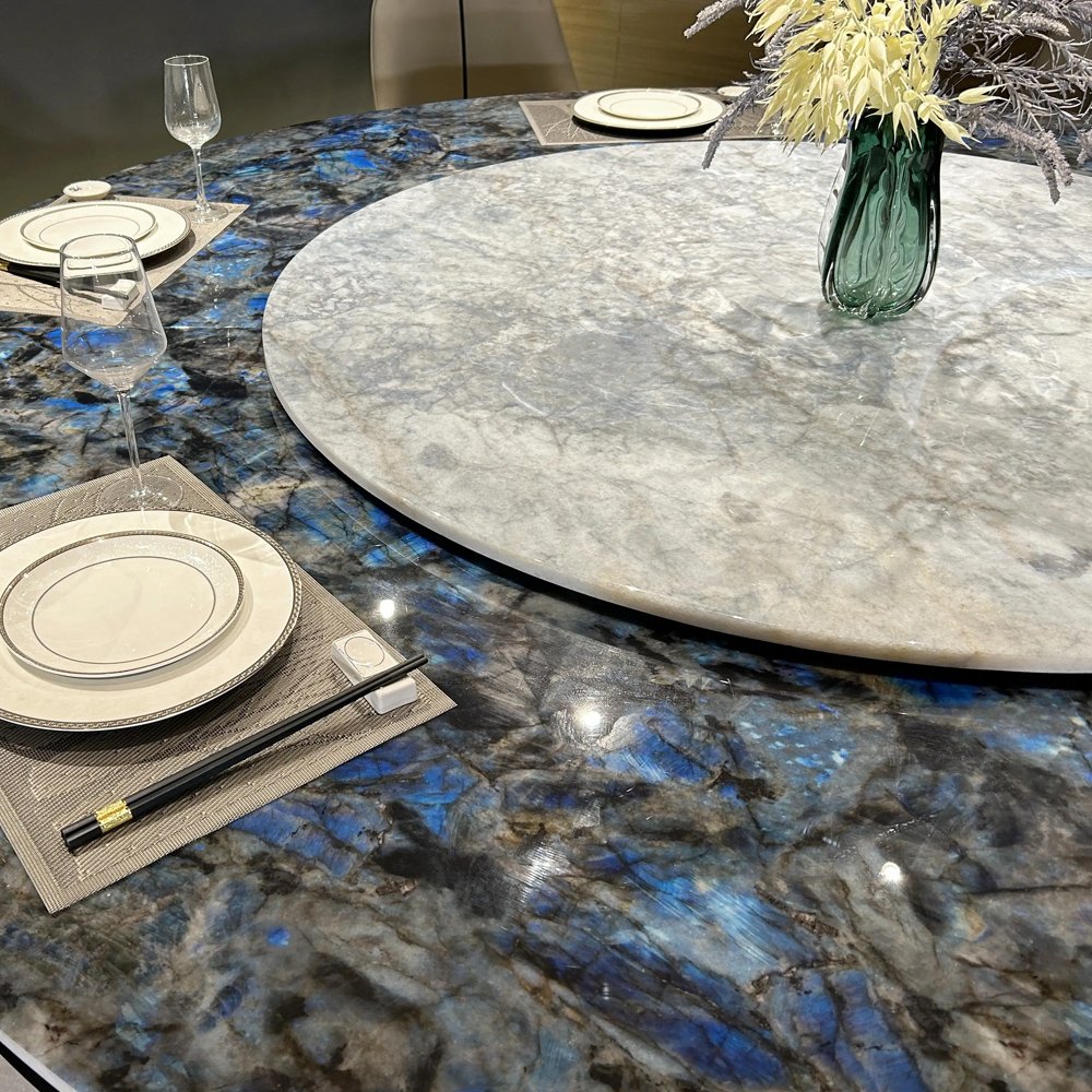 Zhuoyue Wholesale hot style electric round marble large dining table with built-in hot pot table and turntable for 10 20 seats