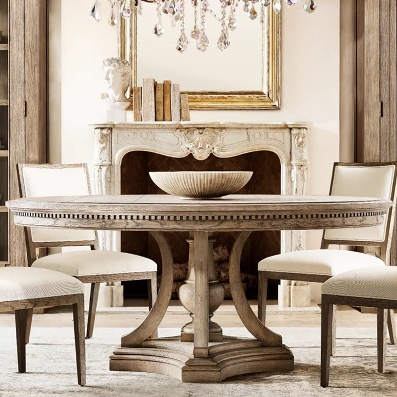 Designer Modern 42" 48" Small Round Solid Oak Wood Dining Table Set 4 Chairs Dining Room Furniture Wooden Table