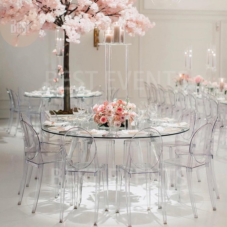 Wholesale Modern Minimalist Round Transparent Clear Ghost Acrylic Events Wedding Acrylic Table