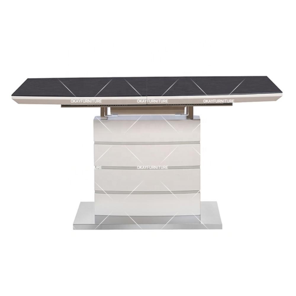 luxury MDF extendable high gloss dining room table