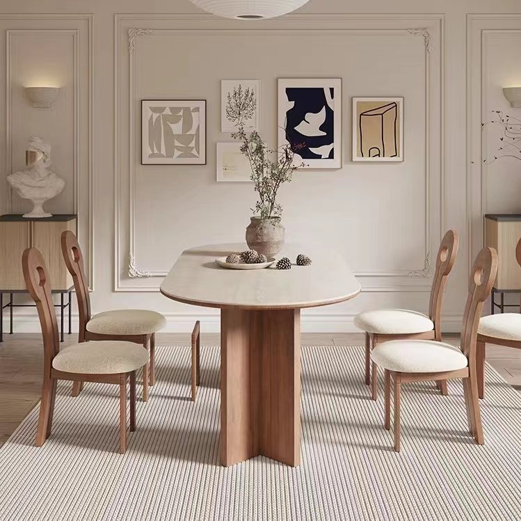 luxury Italian dinner wooden dining table and chairs 6 luxury dining chairs modern marble dining room furniture table