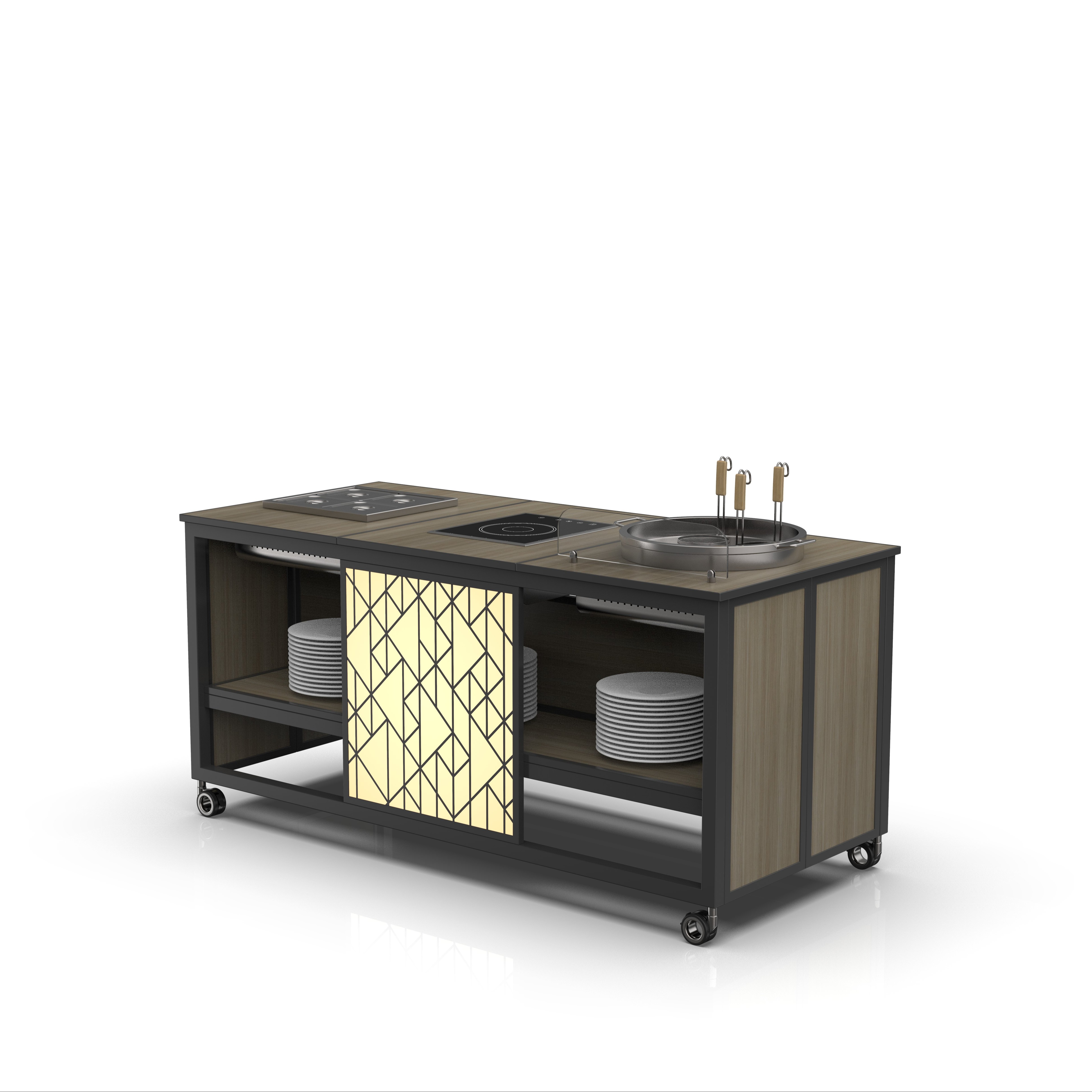 Catering Buffet Banquet Service Station Italian Restaurant Led Induction Cooking Buffet Station Centre Tables