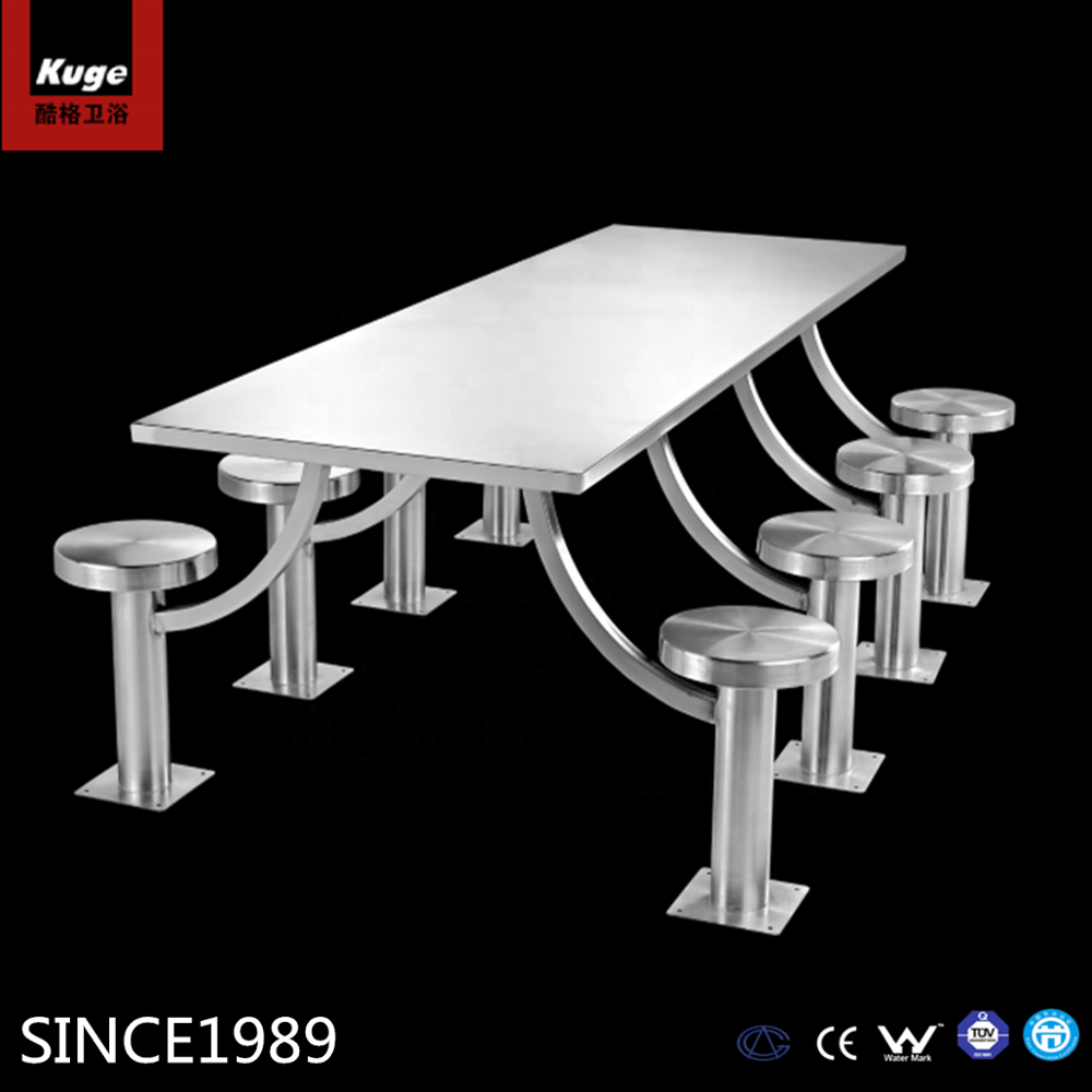 High Quality Canteen Desk And Chair 8 Person Vandal Resistant Stainless Steel Prison table