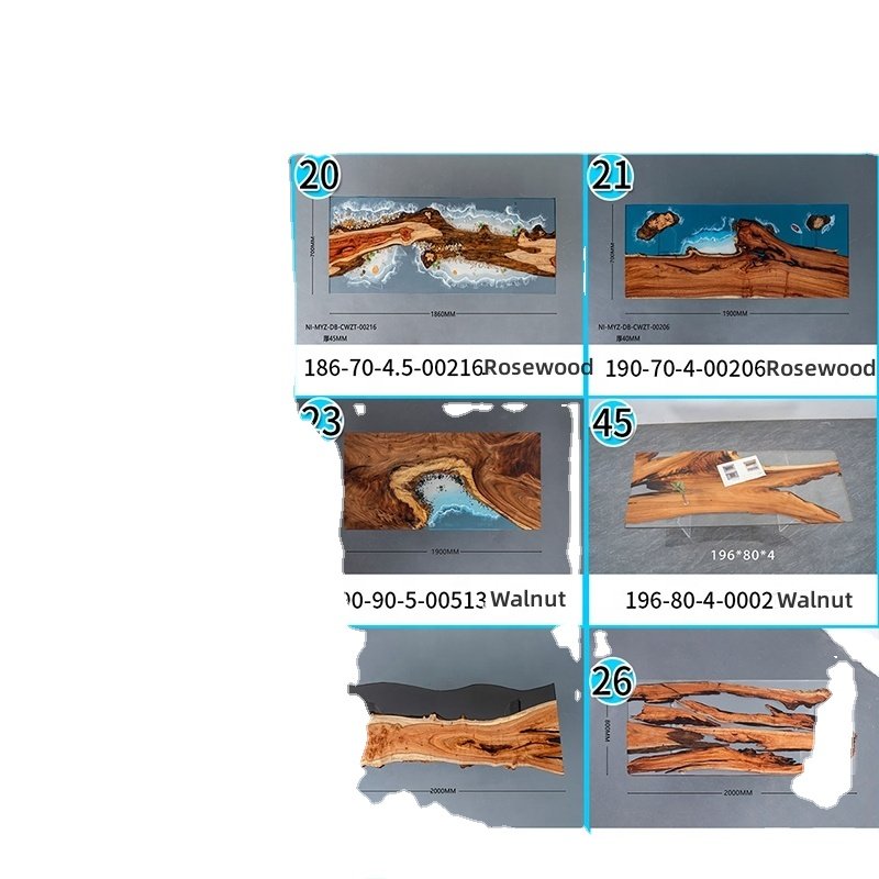HJ HOME Living Room Funiture Walnut High End Special Design Solid Wood Slab Ding Table Epoxy Resin Table Top