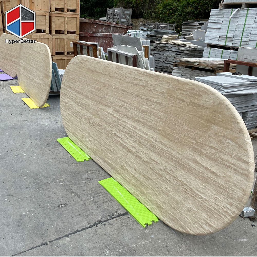8 seats natural stone travertine top dining table rectangle stone dining table