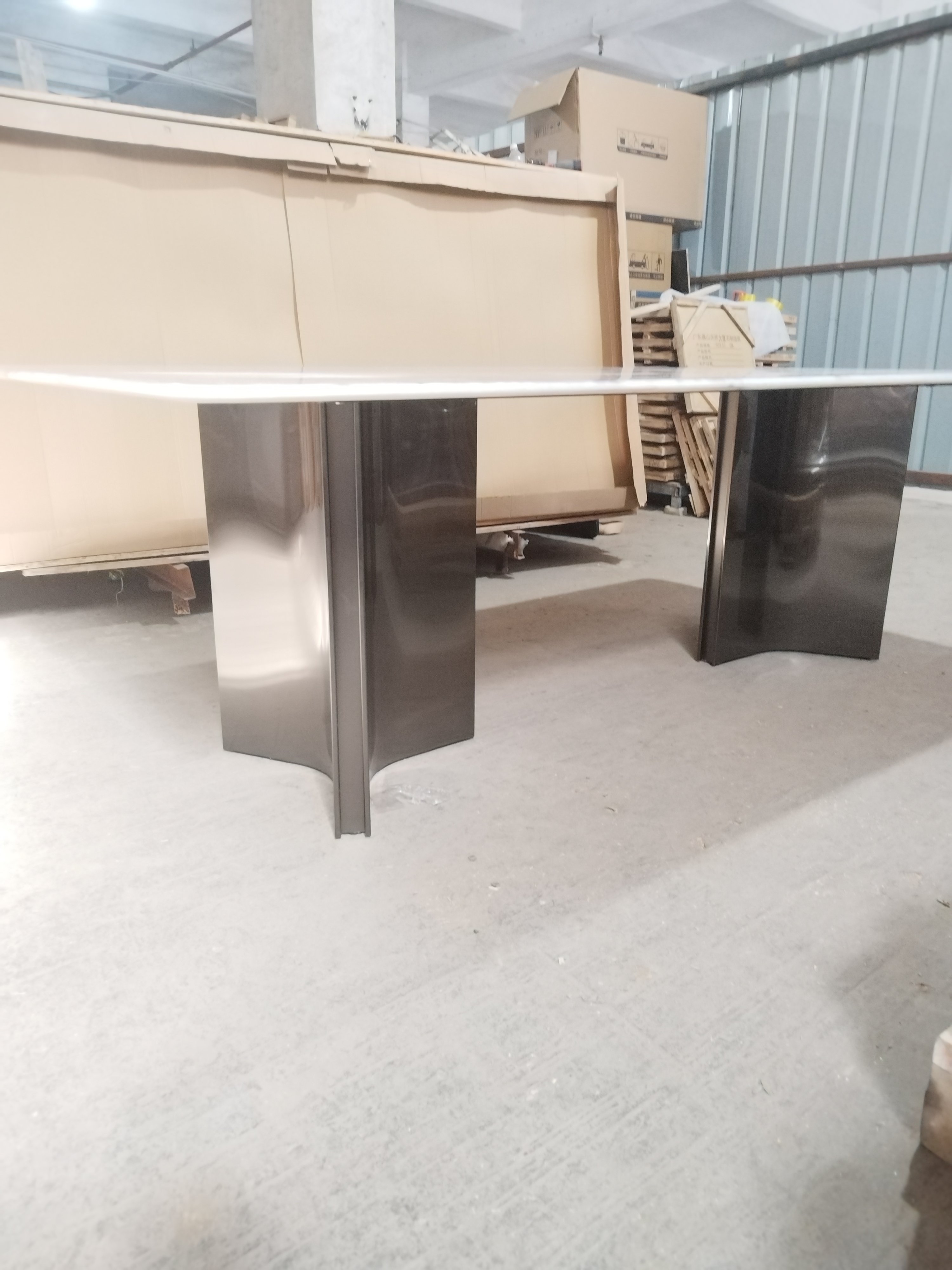 Brand new design, luxurious custom rectangular metal stone, modern luxury marble dining table