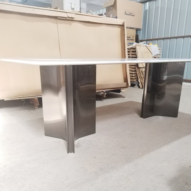 Brand new design, luxurious custom rectangular metal stone, modern luxury marble dining table