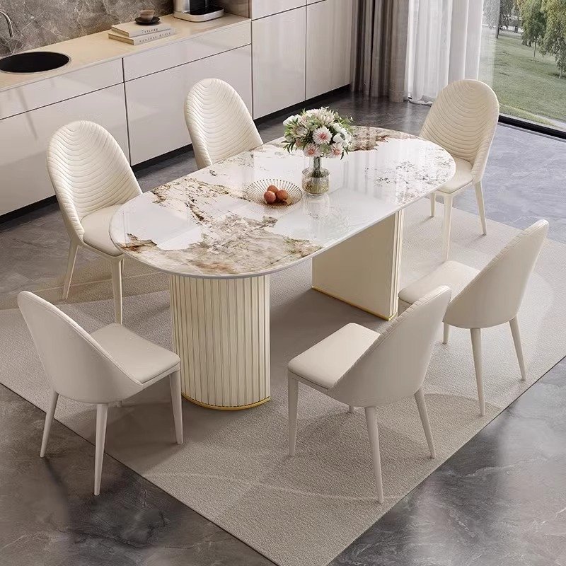 Modern Luxury Rock Slab Rectangular Dining Table for Kitchen Hotel Home Entry Warehouse Multi-Purpose Set Furniture
