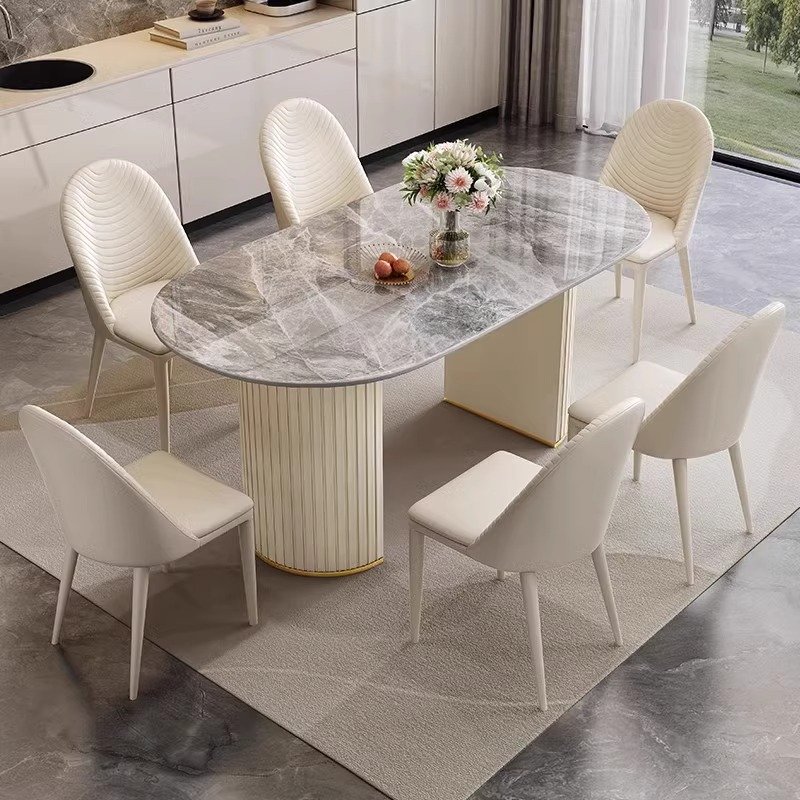 Modern Luxury Rock Slab Rectangular Dining Table for Kitchen Hotel Home Entry Warehouse Multi-Purpose Set Furniture