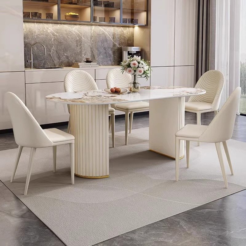 Modern Luxury Rock Slab Rectangular Dining Table for Kitchen Hotel Home Entry Warehouse Multi-Purpose Set Furniture