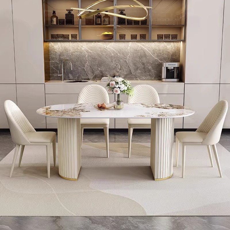 Modern Luxury Rock Slab Rectangular Dining Table for Kitchen Hotel Home Entry Warehouse Multi-Purpose Set Furniture