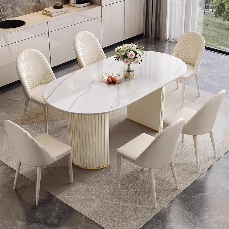 Modern Luxury Rock Slab Rectangular Dining Table for Kitchen Hotel Home Entry Warehouse Multi-Purpose Set Furniture