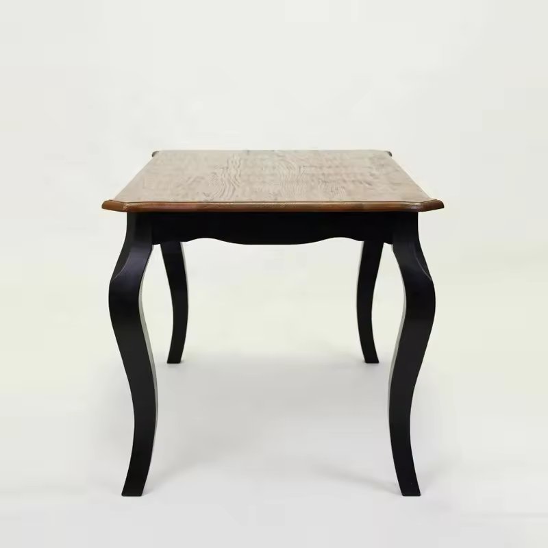 Antique Wooden 4-6 person Brown and Black colour match dining Restaurant table(DT-826-OAK)