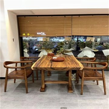For Wood cheap sales Metal Base Full Stave factory warehouse Restaurant Wooden Slab Dining Table