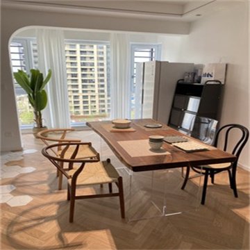 For Wood cheap sales Metal Base Full Stave factory warehouse Restaurant Wooden Slab Dining Table