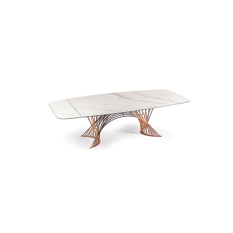 contemporary white ceramic top stainless steel leg extendable dining table set