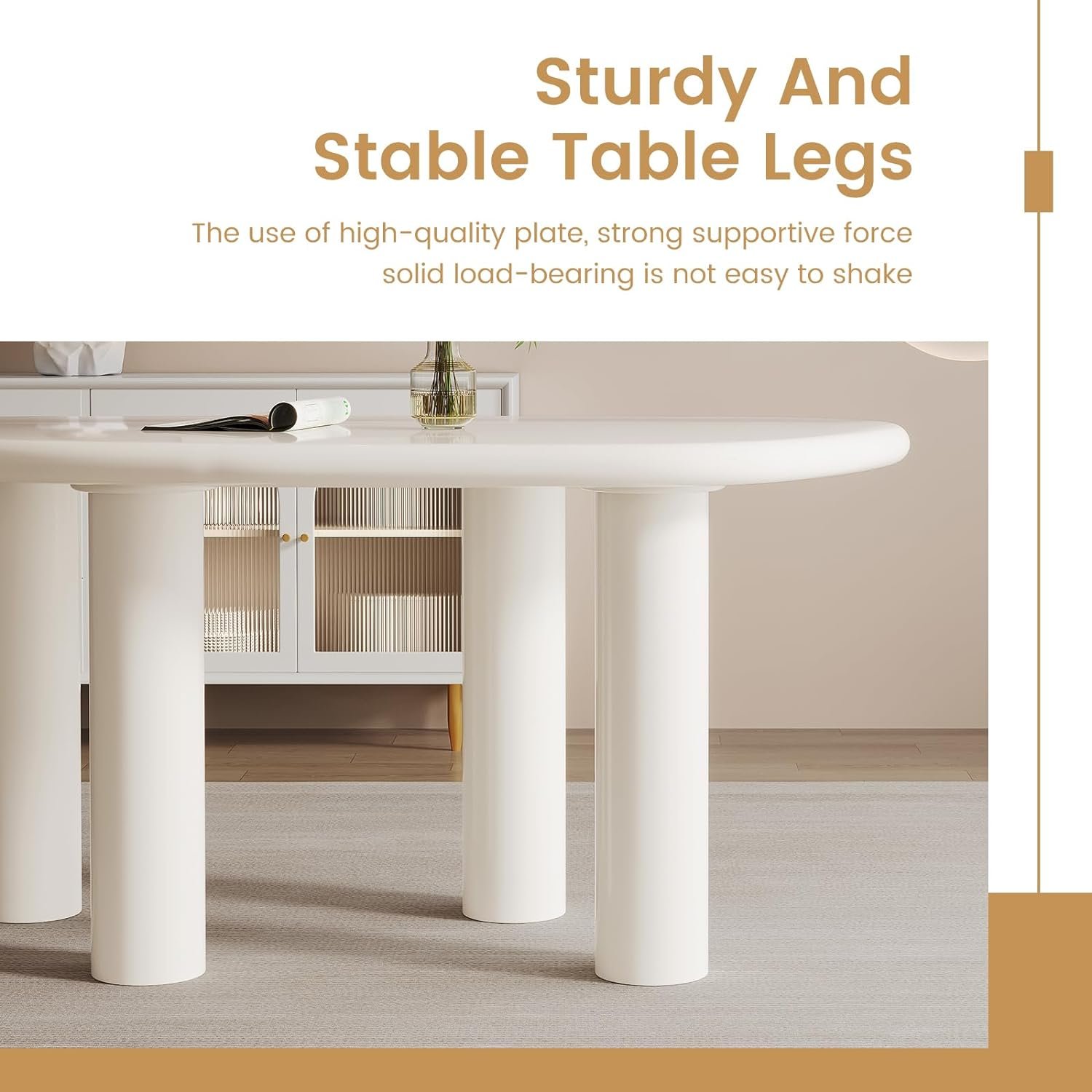Best Sale Nordic Modern Cream White MDF Board Oval Dining Table with 4 Legs for Cafe Kitchen Dining Room