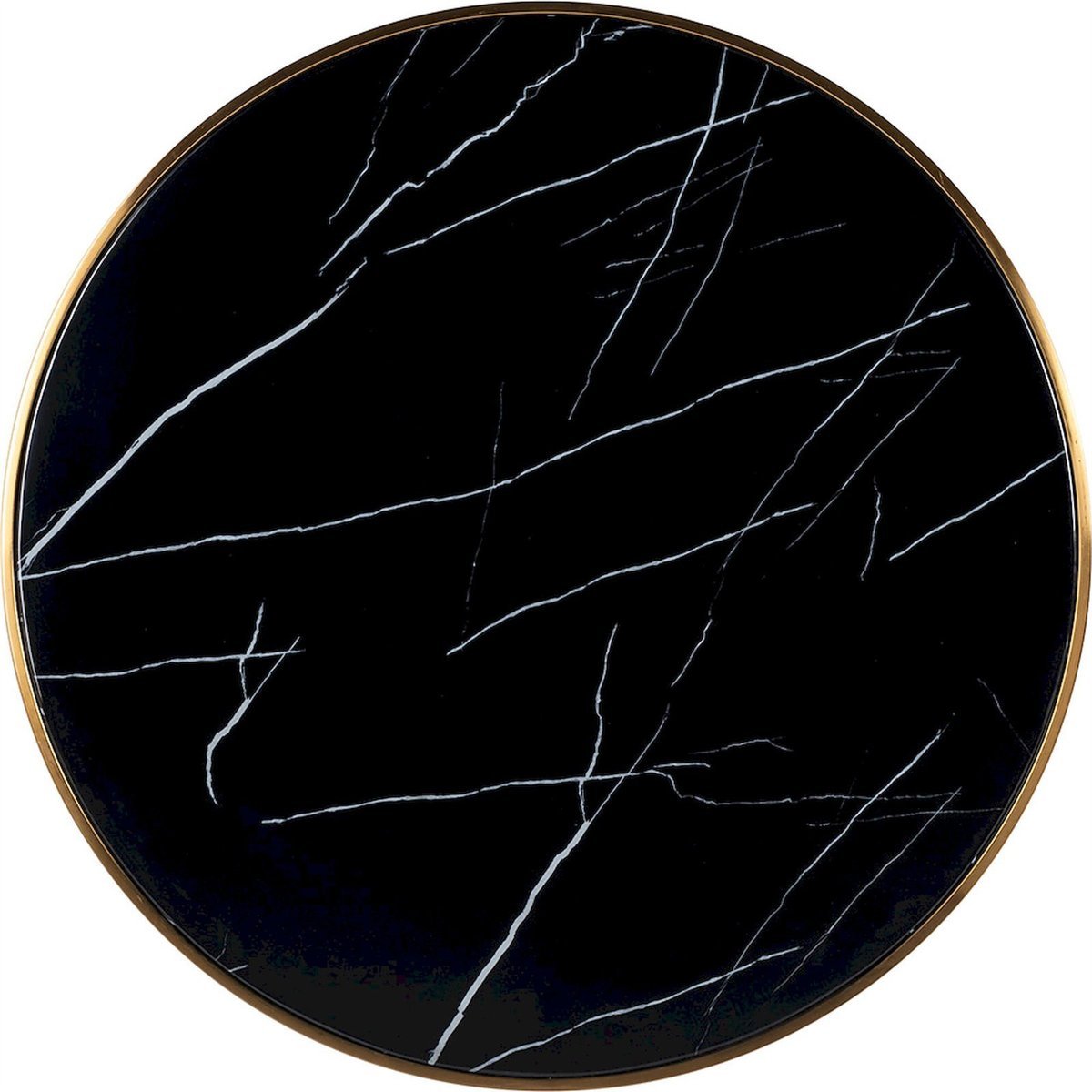 Lifepursue 80cm round black marble with meta edge Bistro Dining Table set