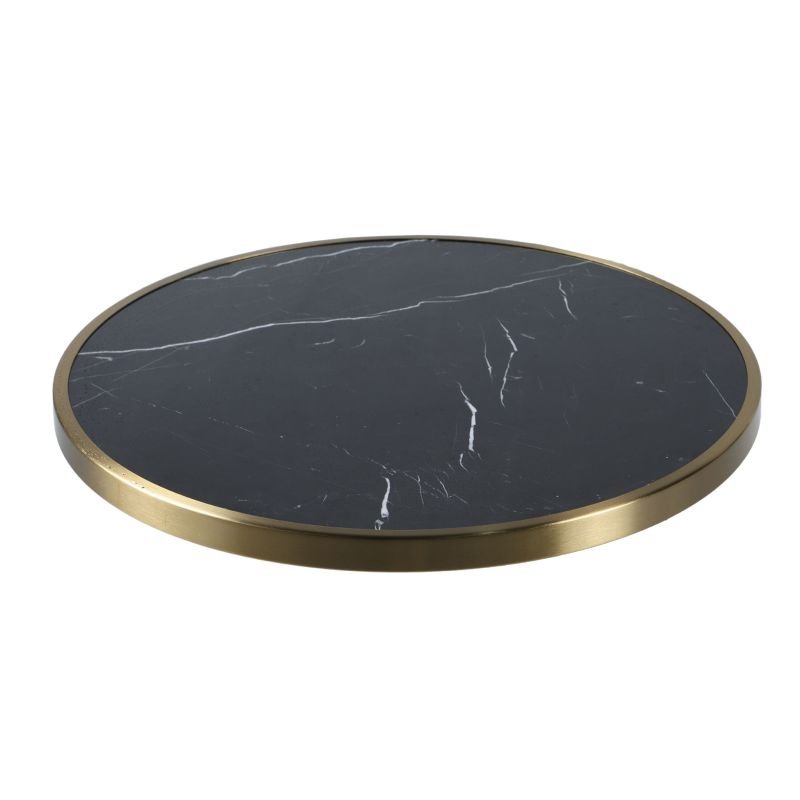 Lifepursue 80cm round black marble with meta edge Bistro Dining Table set