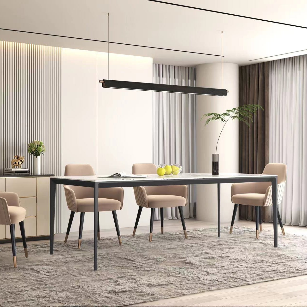 Low Price Nordic Home Furniture Modern Restaurant Set Marble Metal Dining Table Restaurant Tables and Chairs Made in China