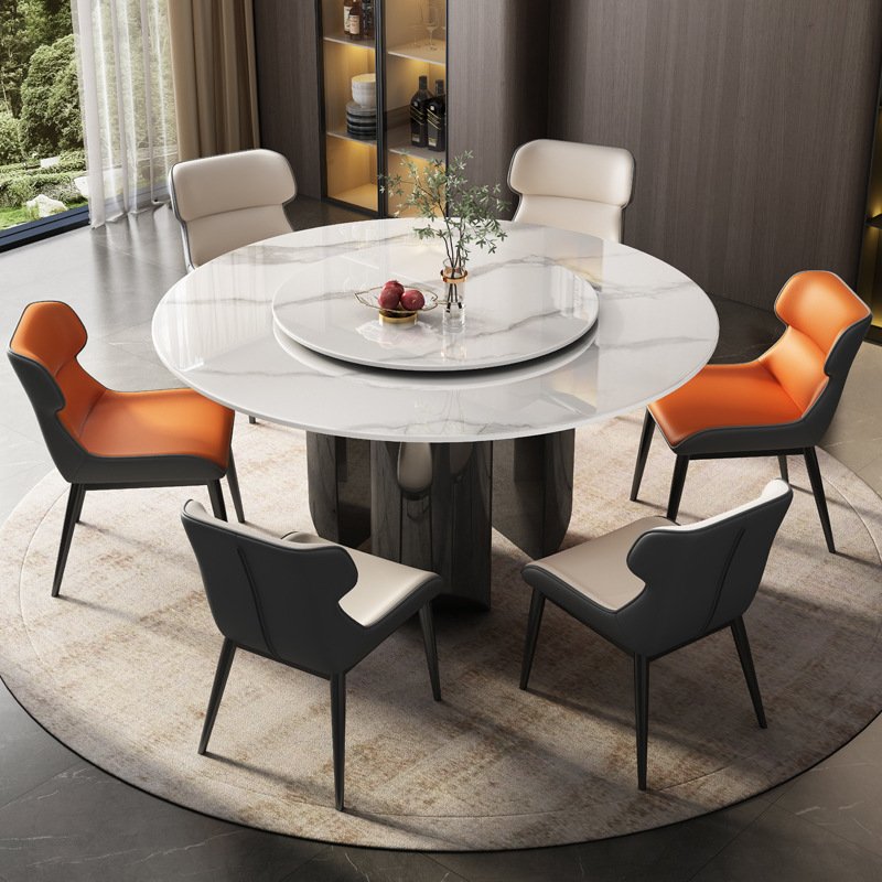 Best Selling Elegant Style Ceramic Dining Table Set Modern Expandable Expandable Dinning Tables 6 Chairs Furniture Made of Metal