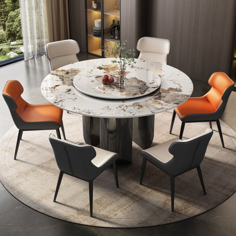 Best Selling Elegant Style Ceramic Dining Table Set Modern Expandable Expandable Dinning Tables 6 Chairs Furniture Made of Metal