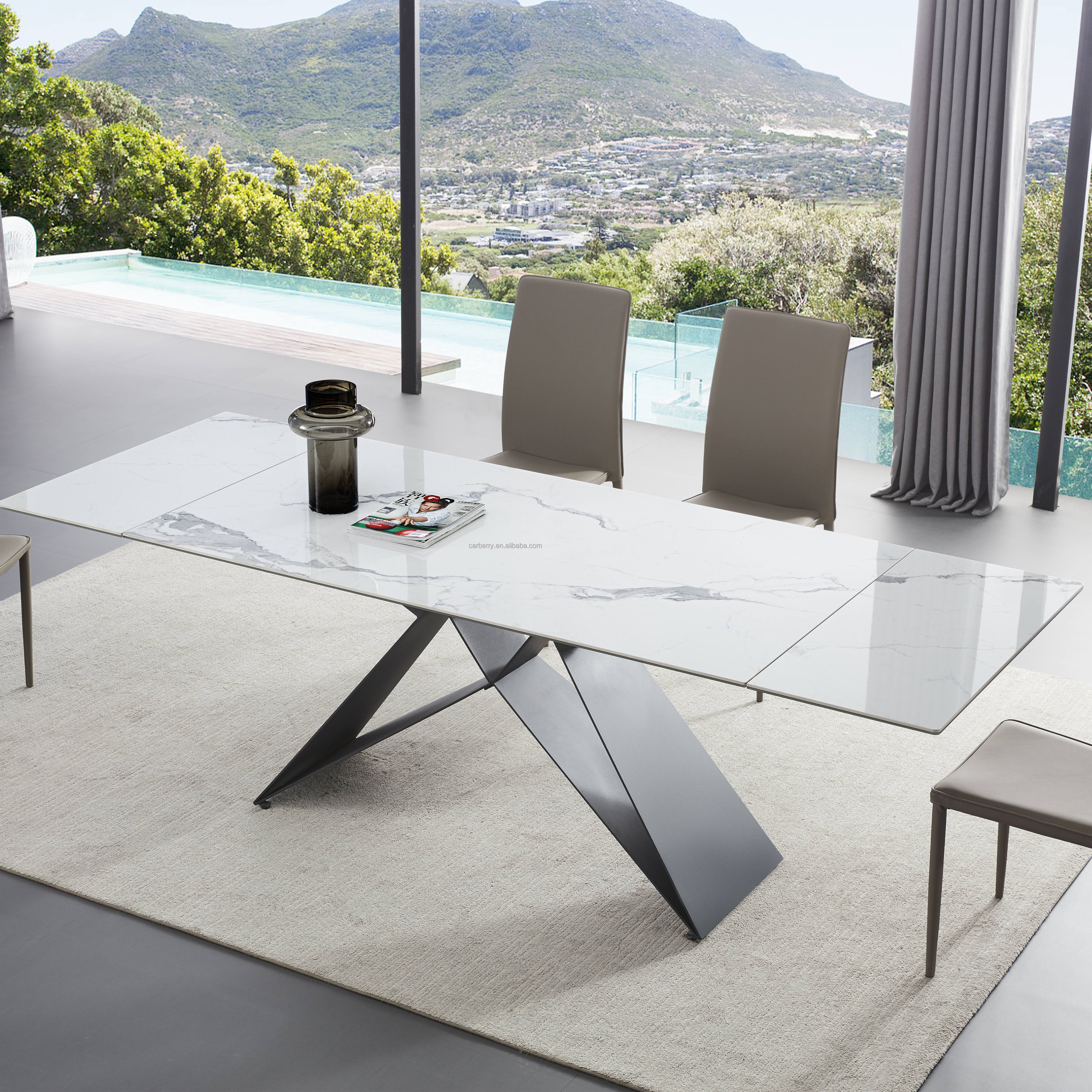Modern Furniture Dining Table Ceramic Marble Luxury Italian Dining Table Set