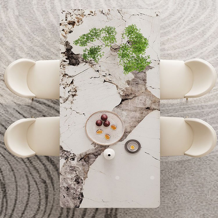 luxury furniture 6 seater modern gold and stone dining table set