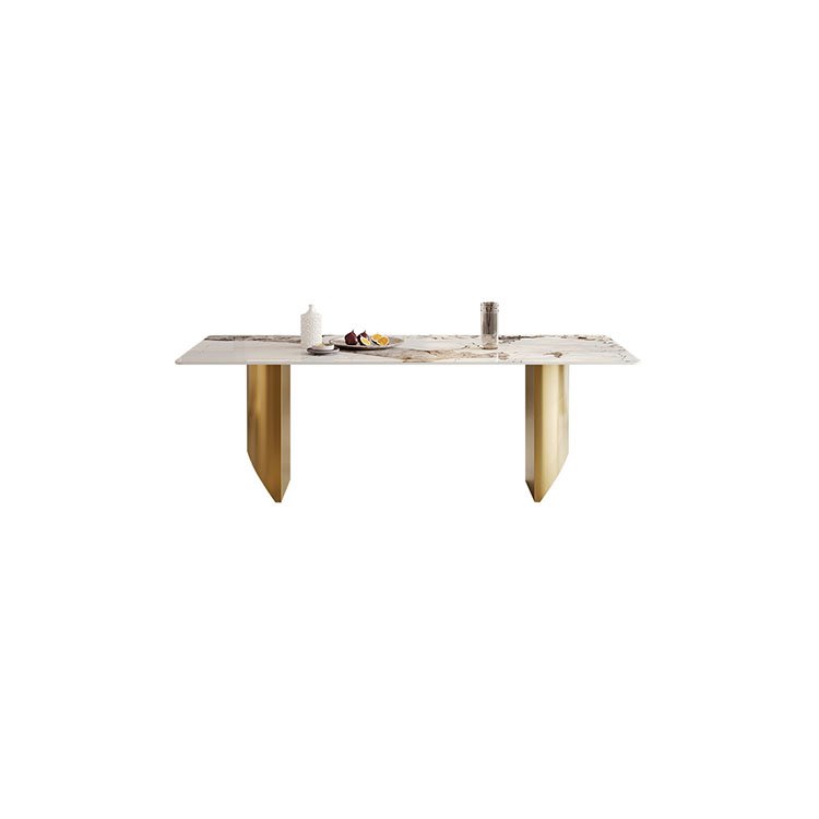 luxury furniture 6 seater modern gold and stone dining table set