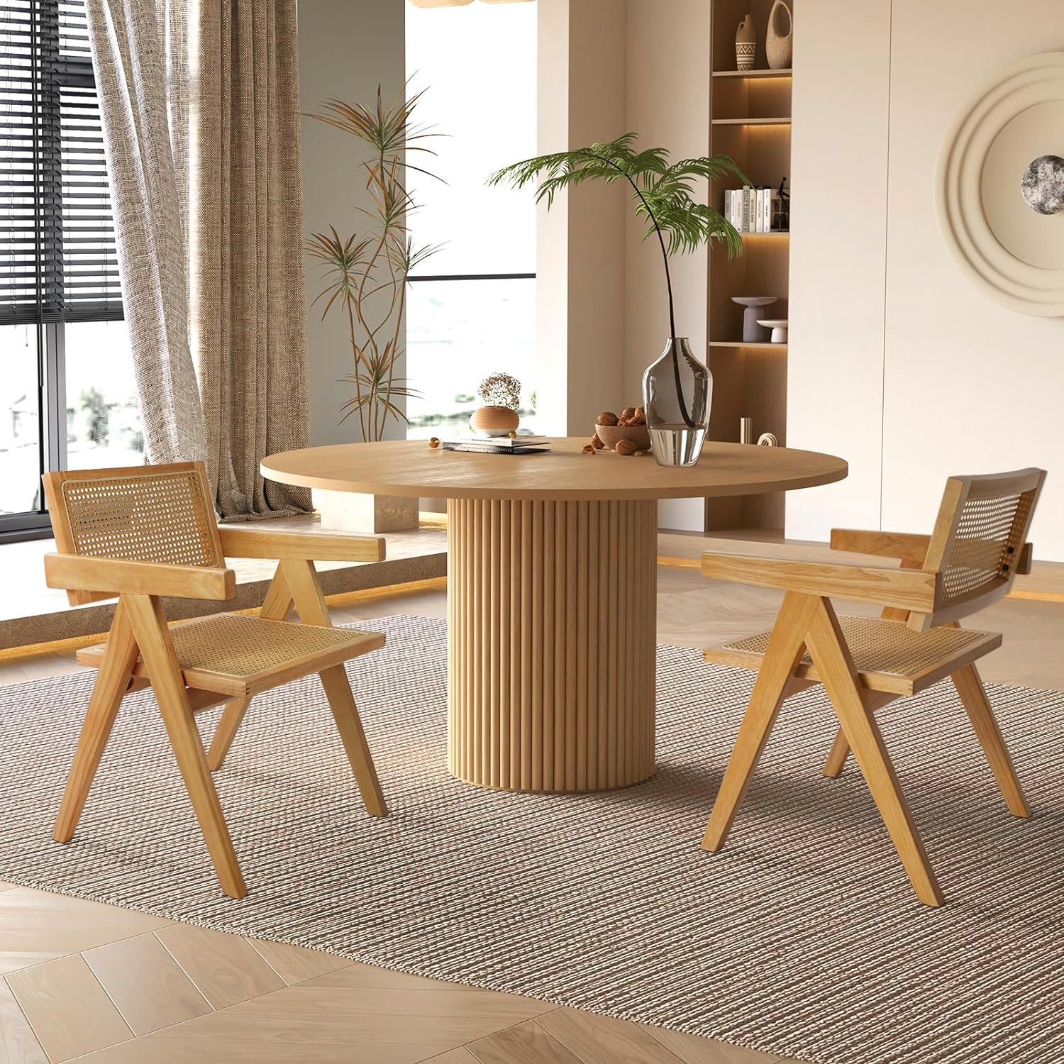 Wholesale Modern Home Furniture MDF Plywood Particle Board Solid Wood Kitchen Table Round Dining Table