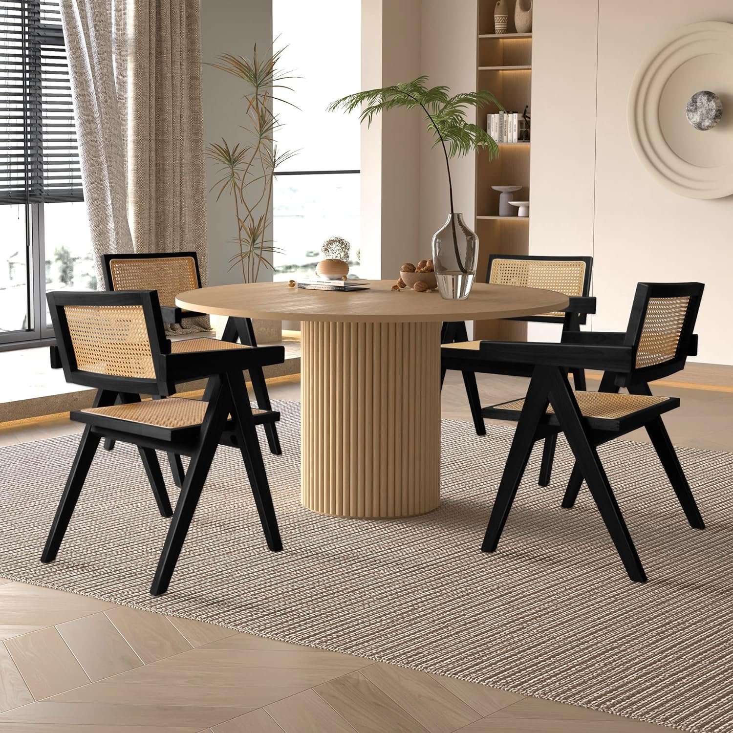 Wholesale Modern Home Furniture MDF Plywood Particle Board Solid Wood Kitchen Table Round Dining Table