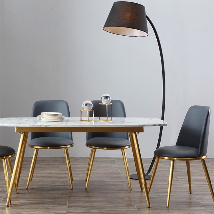 Modern white marble stainless steel dining table legs base dining room furniture set