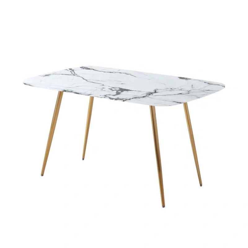 Modern white marble stainless steel dining table legs base dining room furniture set