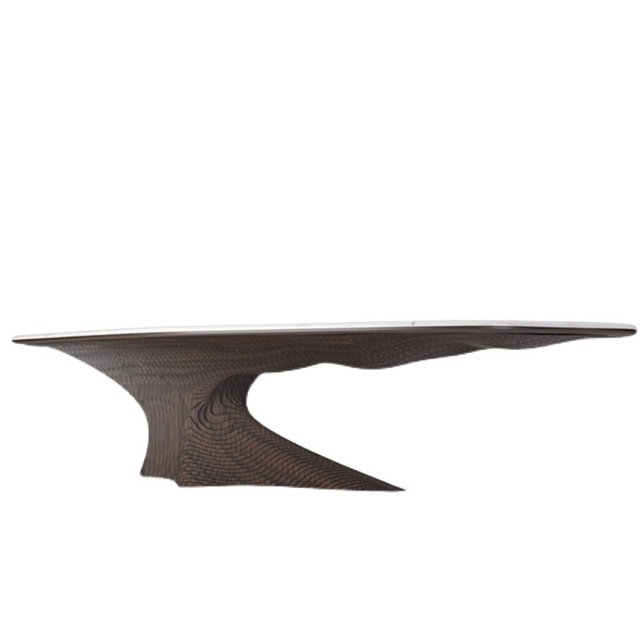 Italy light luxury natural marble black walnut tree root villa home solid wood dining table