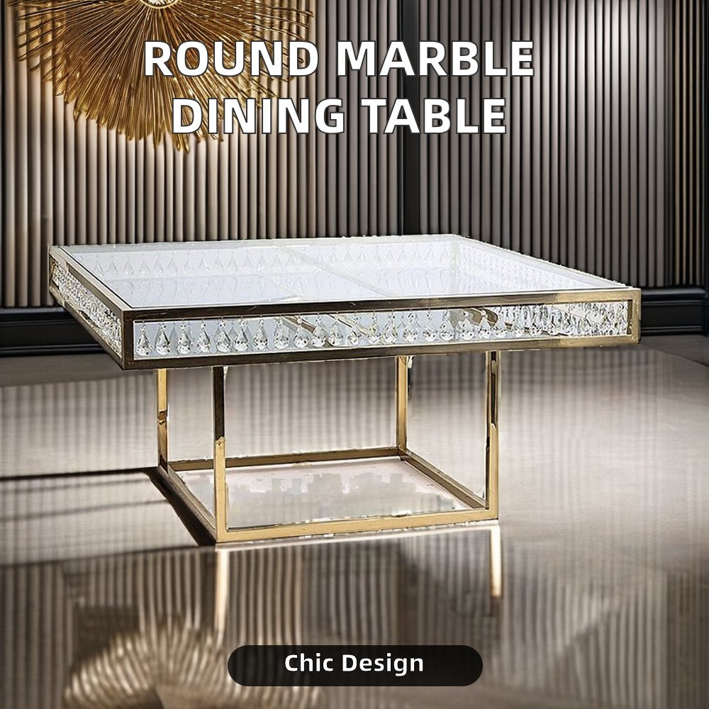 Modern Square Dining Table in crystal Custom or Standard Design Factory Price for Hotel Use Hotel Furniture
