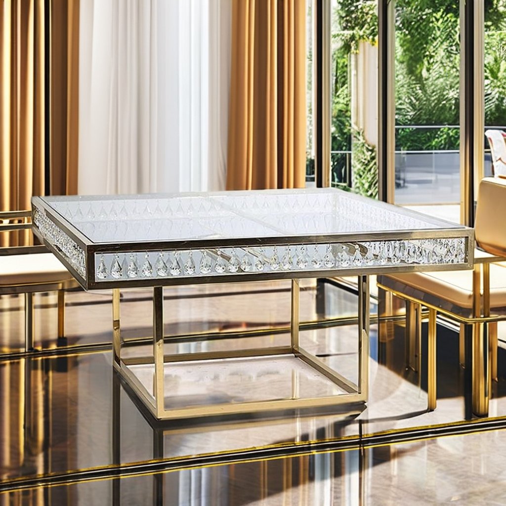 Modern Square Dining Table in crystal Custom or Standard Design Factory Price for Hotel Use Hotel Furniture