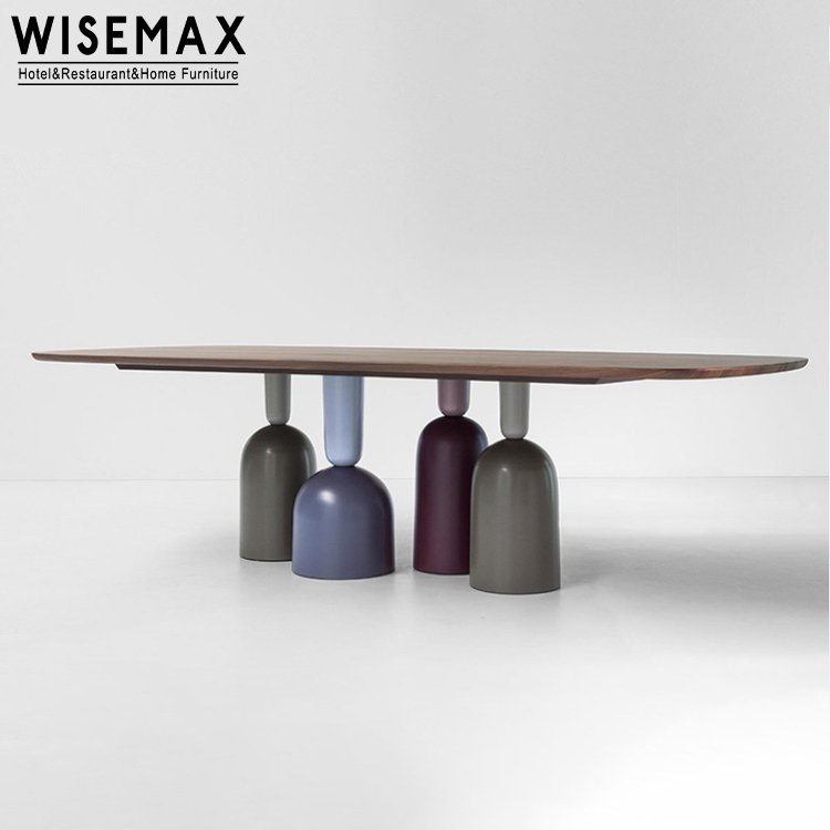 WISEMAX FURNITURE Hot selling home furniture Italian style Solid wood top Wood base rectangular dining table Modern office table