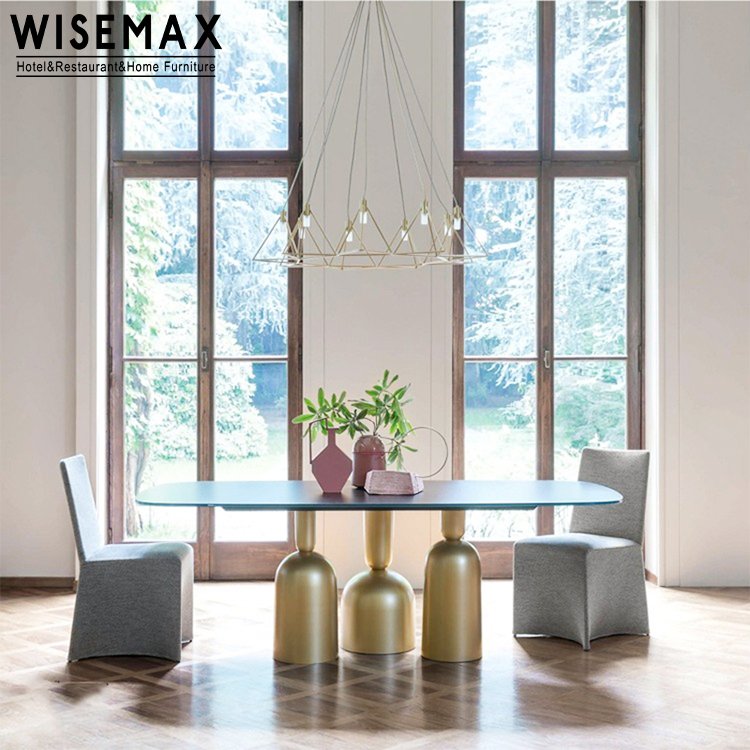 WISEMAX FURNITURE Hot selling home furniture Italian style Solid wood top Wood base rectangular dining table Modern office table