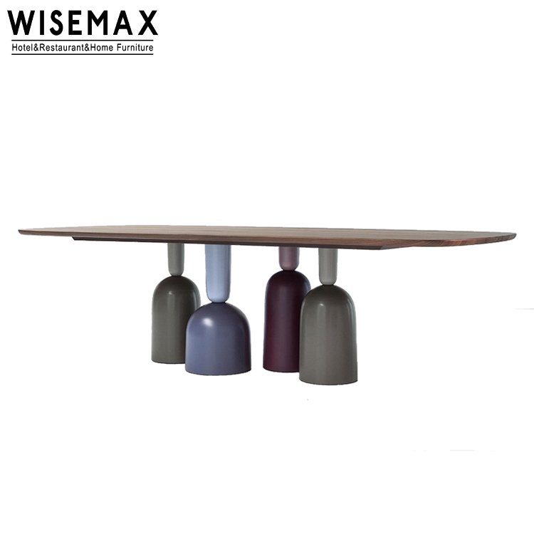 WISEMAX FURNITURE Hot selling home furniture Italian style Solid wood top Wood base rectangular dining table Modern office table